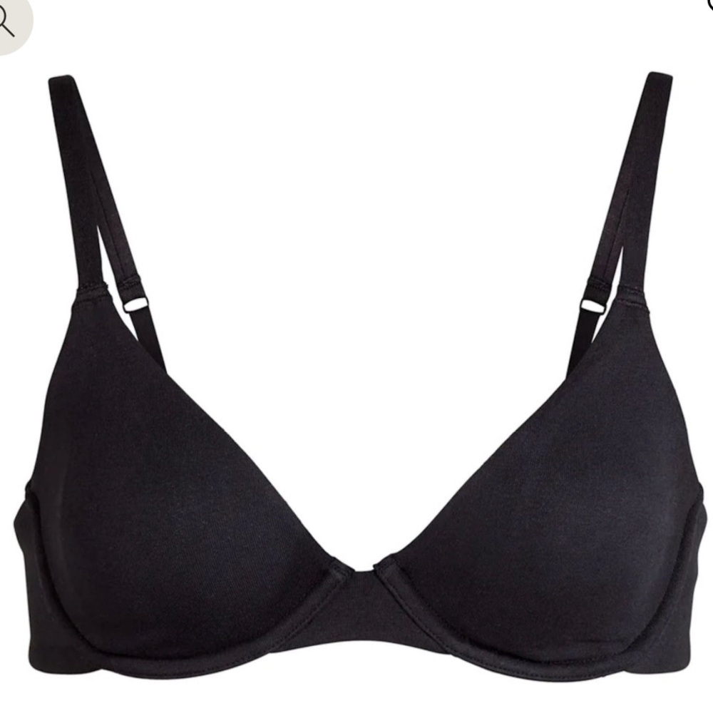 SKIMS Cotton Jersey Underwire Bra Soot Black 32B BR-UWR-0637 NEW - Picture 2 of 9